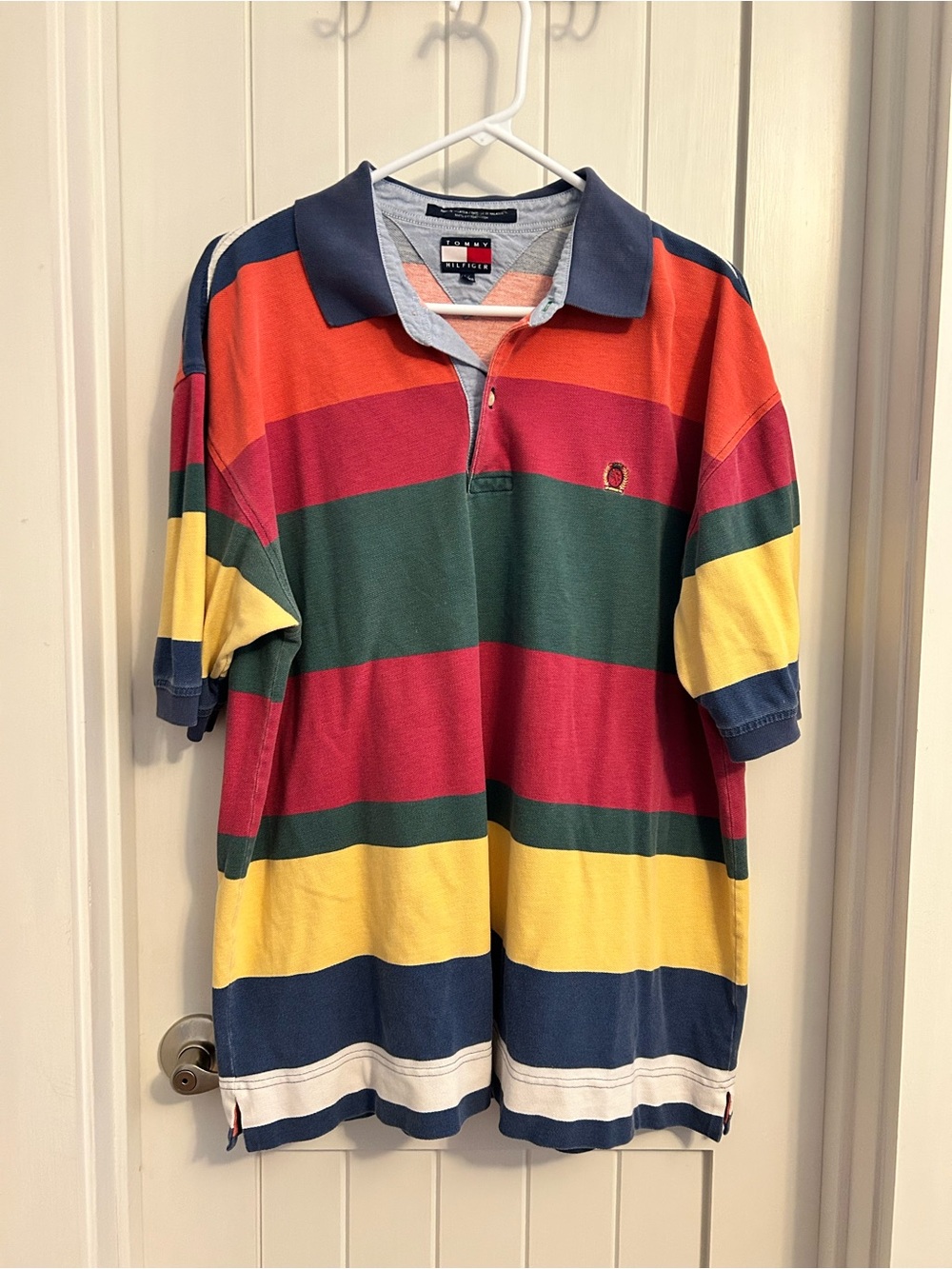 VTG 90s Y2K Tommy Hilfiger Men’s Multicolor Striped Rugby Polo Shirt XL